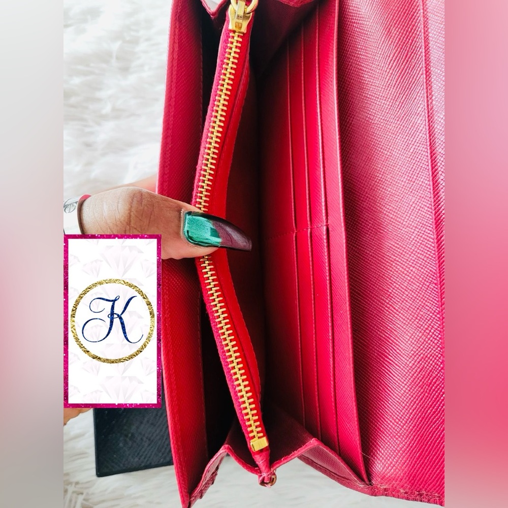 PRADA Leather Wallet, Pink PRADA Saffiano Continental Long Wallet 🎀 - Picture 7 of 9